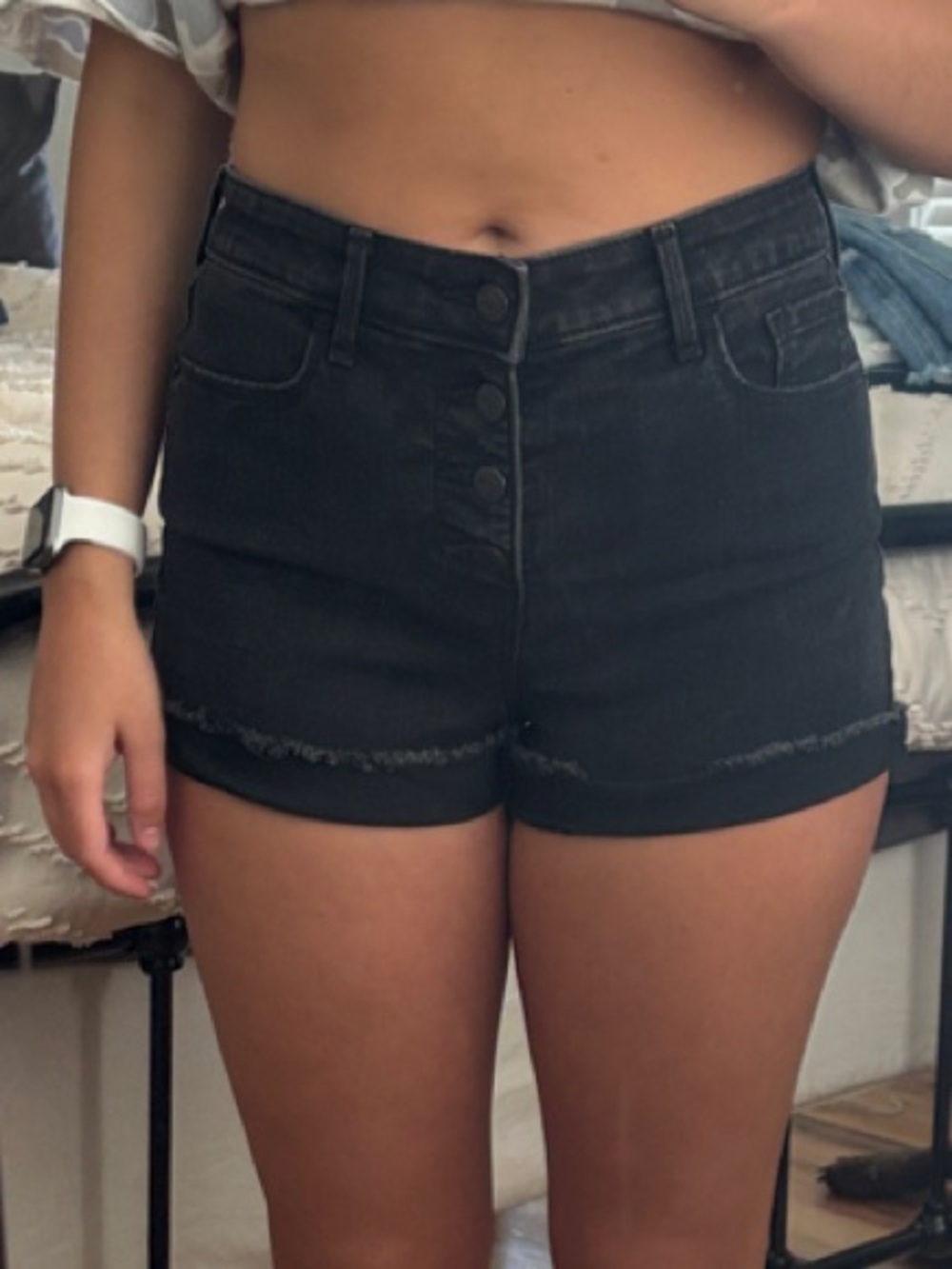 Old Navy Black High-Rise Denim Crop Top Shorts